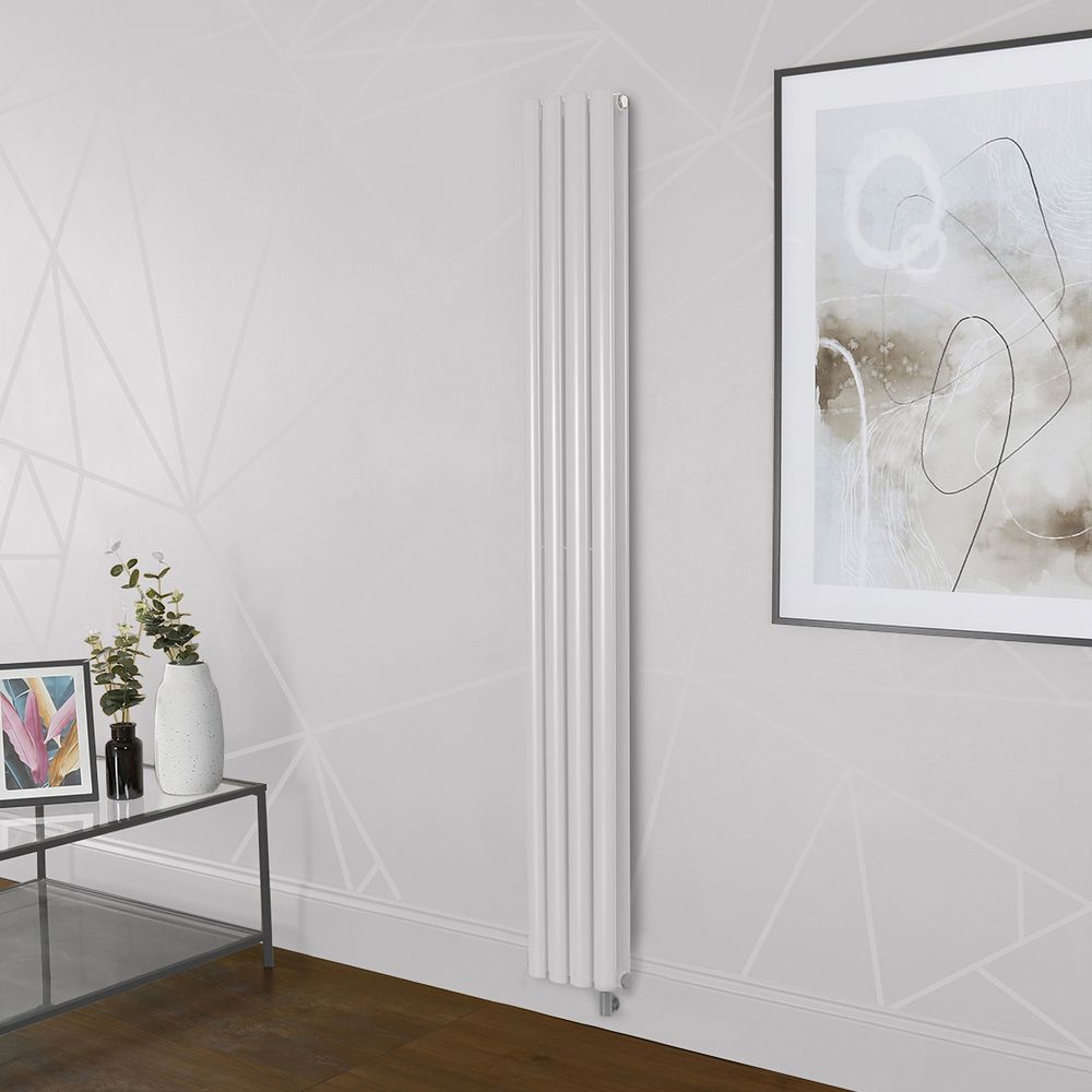 Milano Aruba Electric - Rose Petal Pink Vertical Designer Radiator - Choice of Size, Thermostat and Cable Cover
