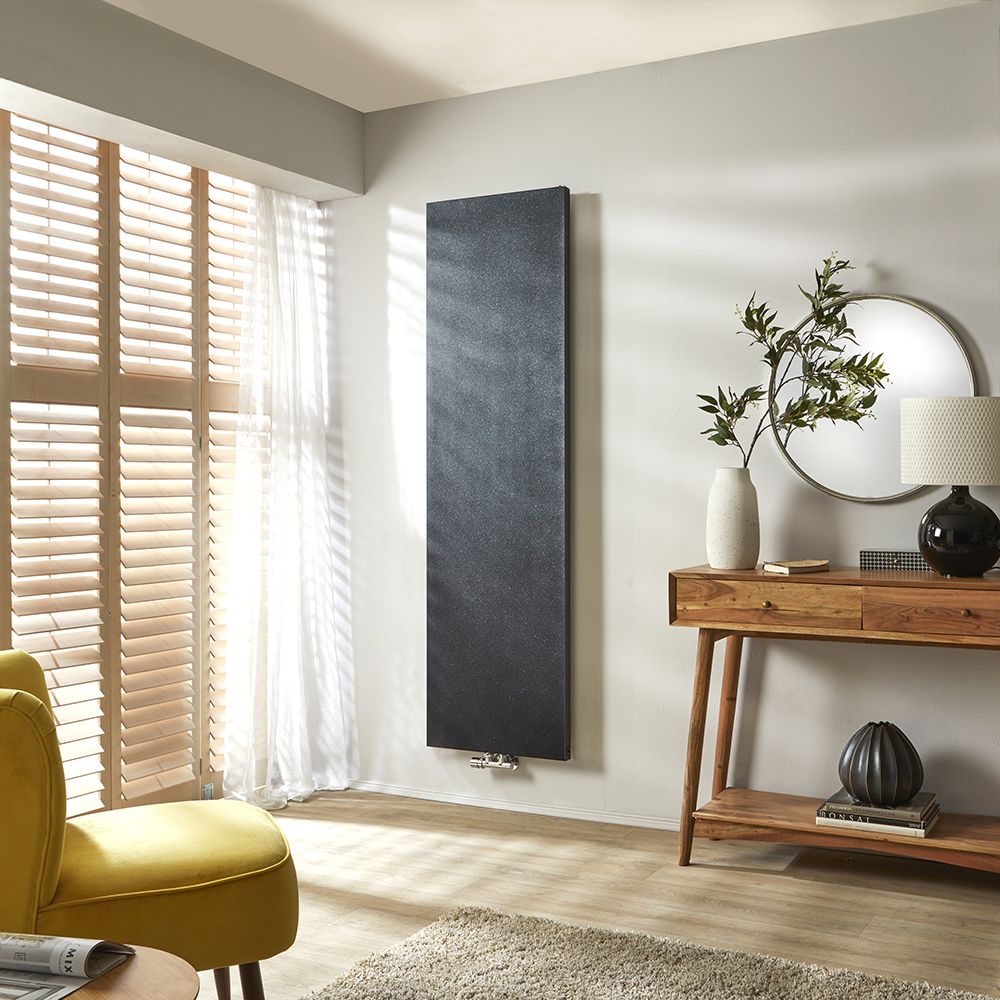 Milano Riso - Black Quartz Vertical Designer Radiator - 1800mm x 400mm
