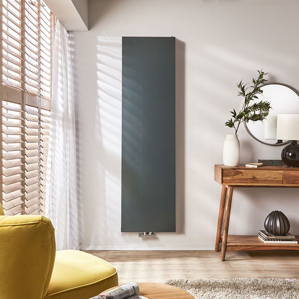 Milano Riso - Steel Blue Vertical Designer Radiator - 1800mm x 400mm