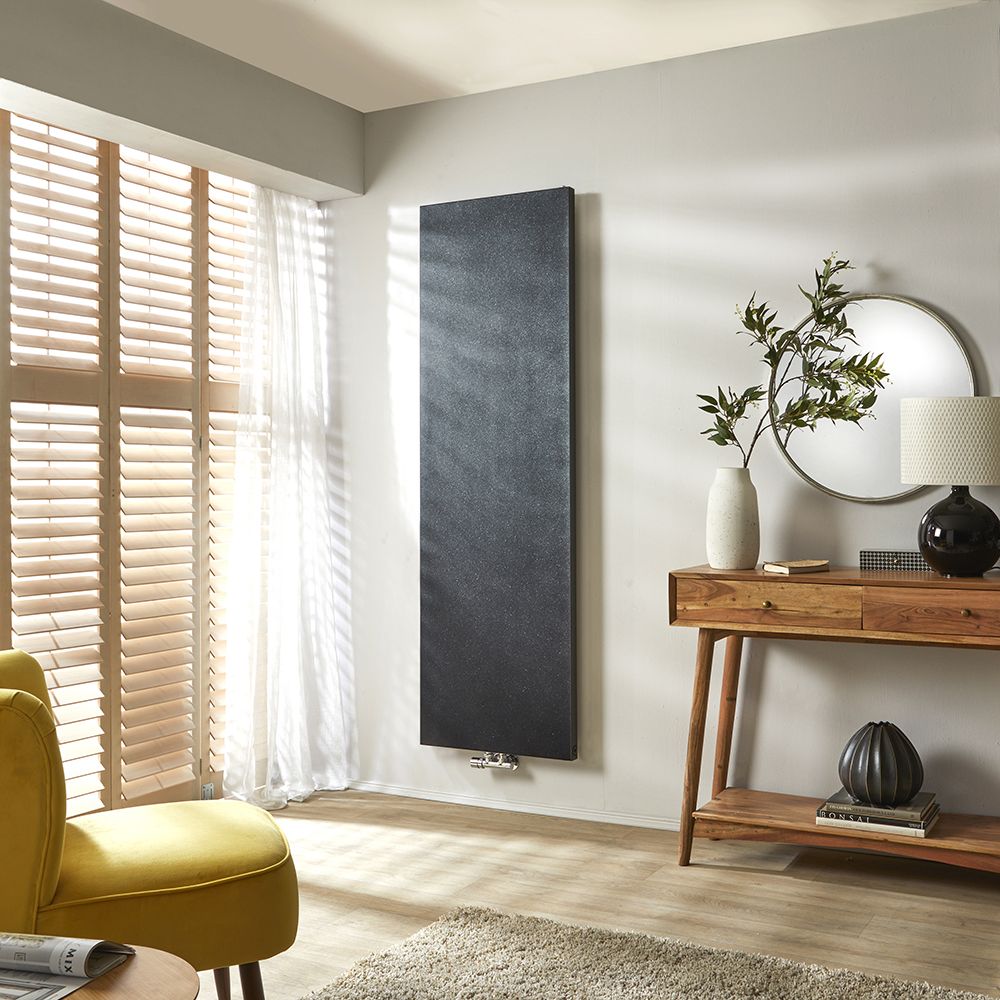 Milano Riso - Black Quartz Vertical Designer Radiator - 1800mm x 500mm
