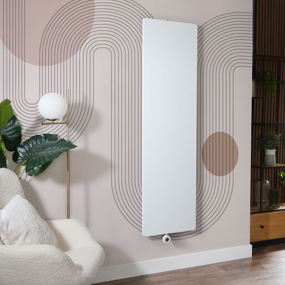 Milano x ECOSO Ria - Wi-Fi Electric White 1800mm Flat Panel Vertical Designer Radiator - Choice of Size and Plug-In and Hardwired Options