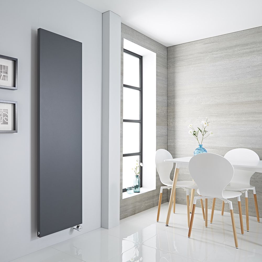 Milano Riso Electric - Anthracite Flat Panel Vertical Designer Radiator 1800mm x 500mm (Single Panel)