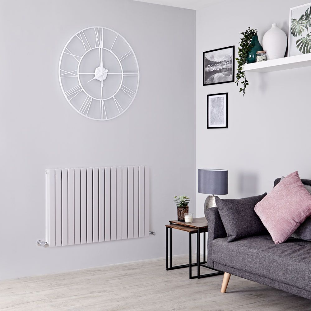 Milano Capri - Light Grey Flat Panel Horizontal Designer Radiator - 635mm x 1000mm (Double Panel)