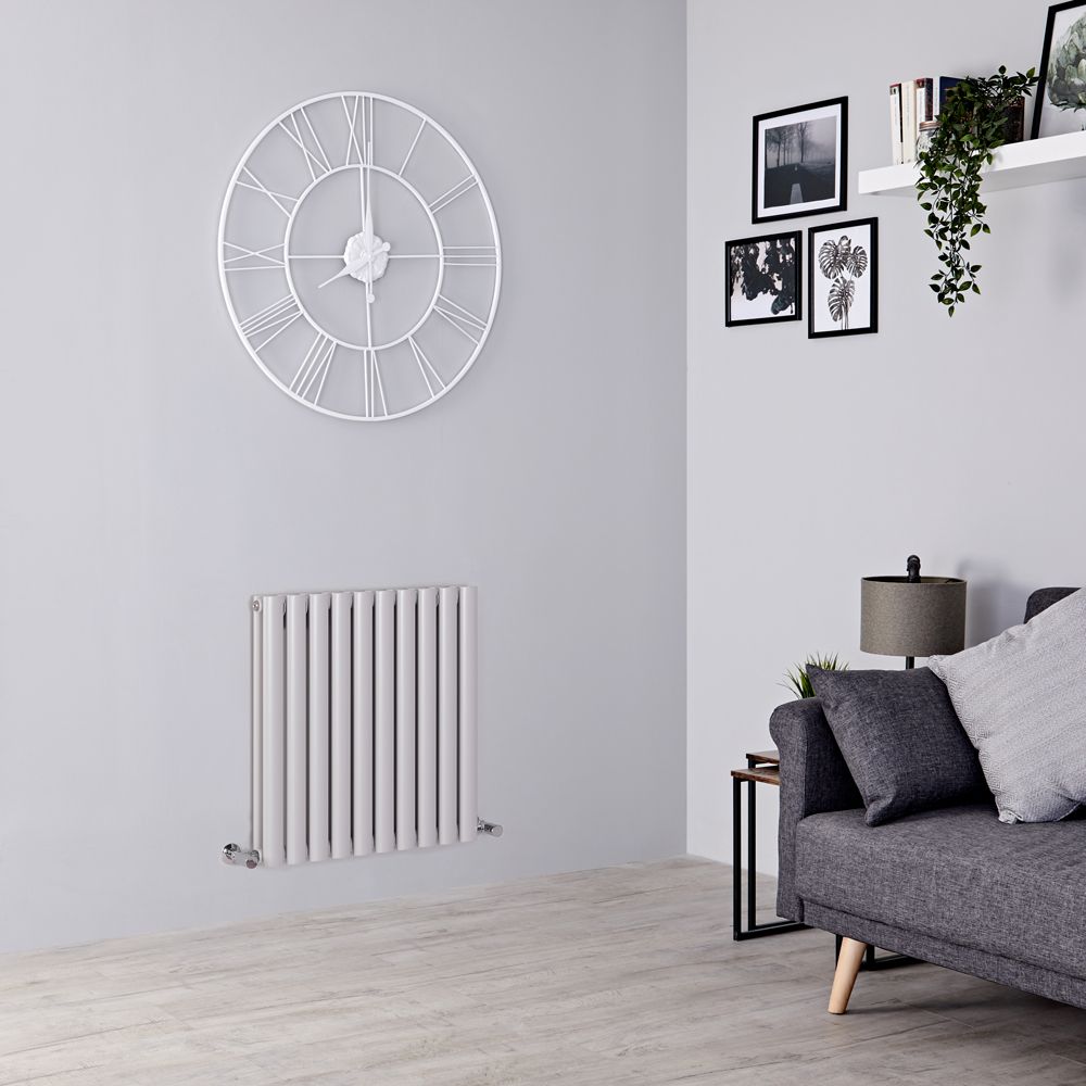 Milano Aruba - Light Grey Horizontal Designer Radiator - 635mm x 590mm (Double Panel)