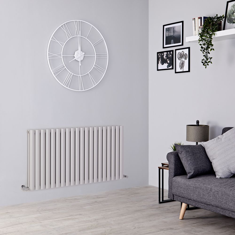 Milano Aruba - Light Grey Horizontal Designer Radiator - 635mm x 1180mm (Double Panel)