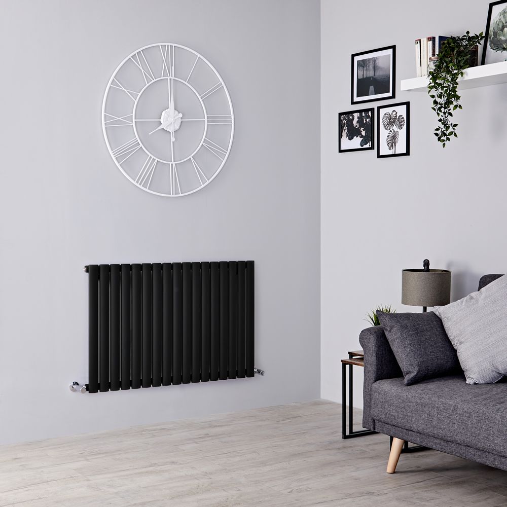 Milano Aruba - Black Horizontal Designer Radiator - 635mm x 1000mm (Single Panel)