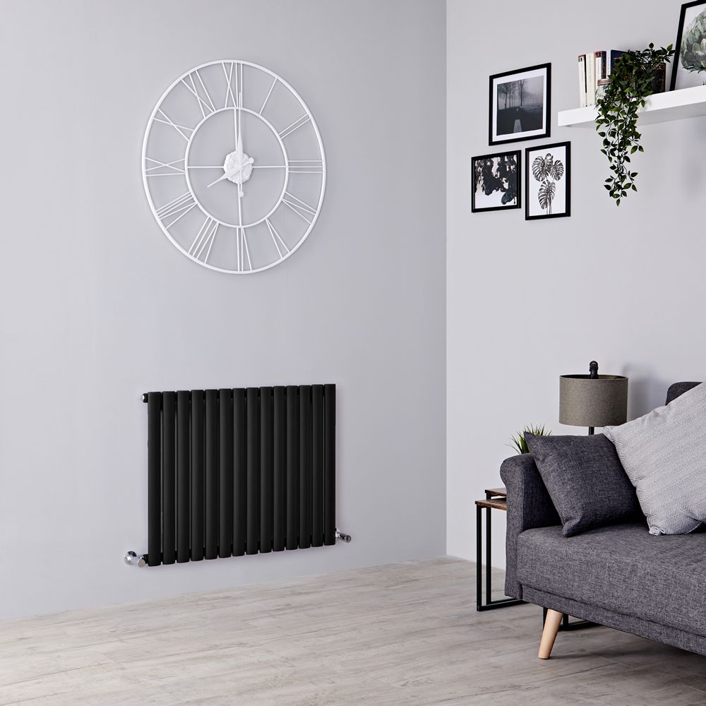 Milano Aruba - Black Horizontal Designer Radiator - 635mm x 826mm (Single Panel)
