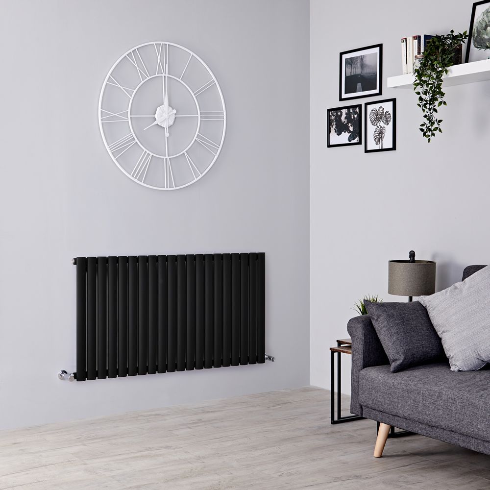 Milano Aruba - Black Horizontal Designer Radiator - 635mm x 1180mm (Single Panel)