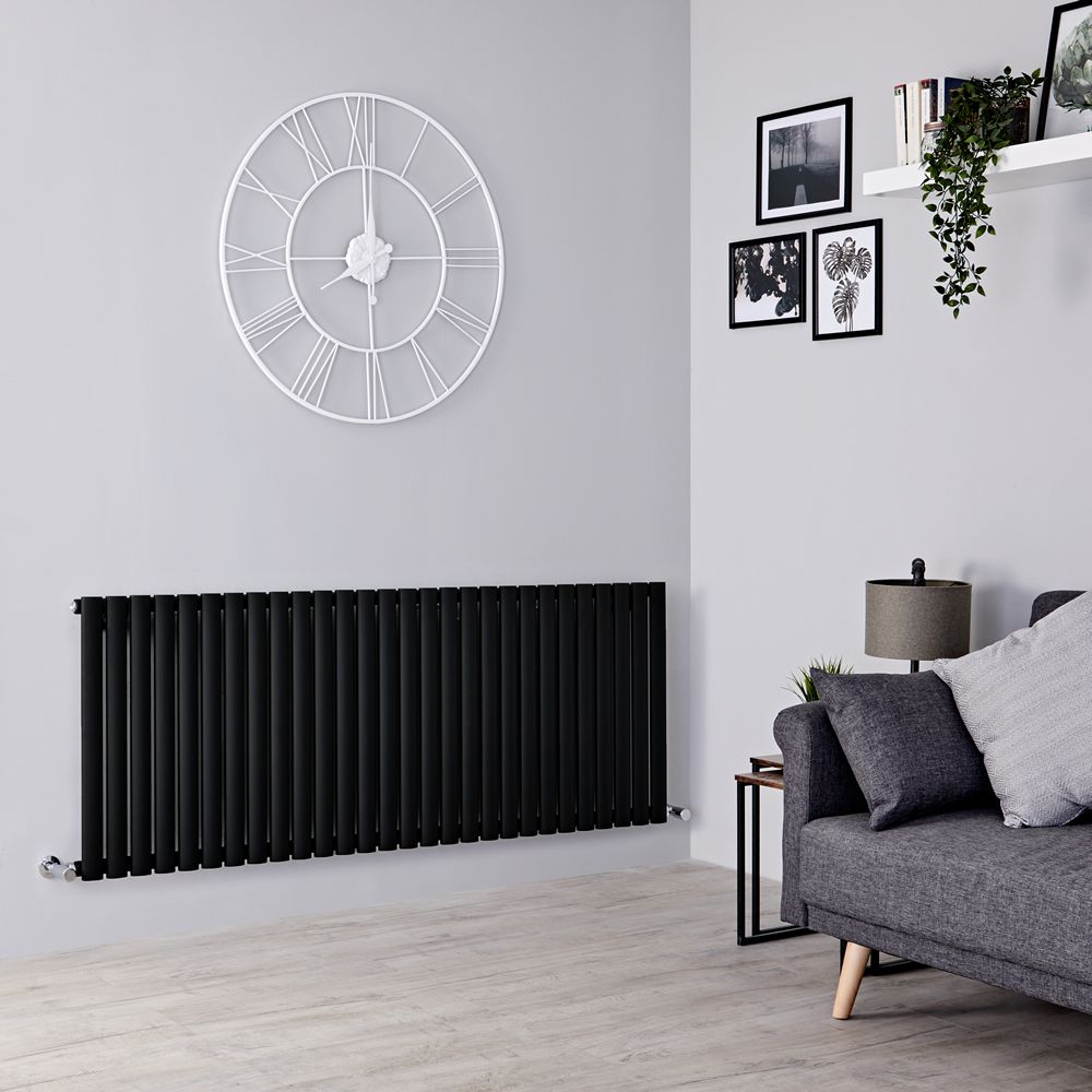 Milano Aruba - Black Horizontal Designer Radiator - 635mm x 1652mm (Single Panel)