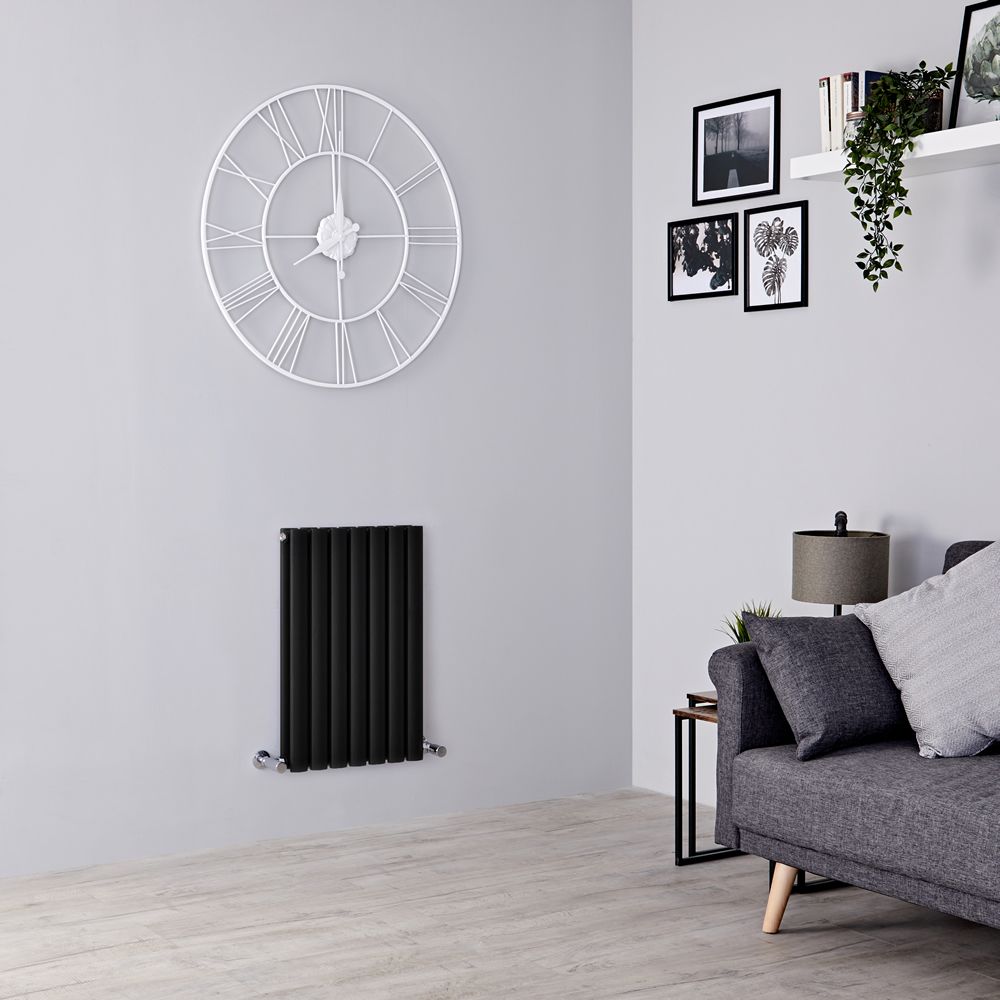 Milano Aruba - Black Horizontal Designer Radiator - 635mm x 413mm (Double Panel)