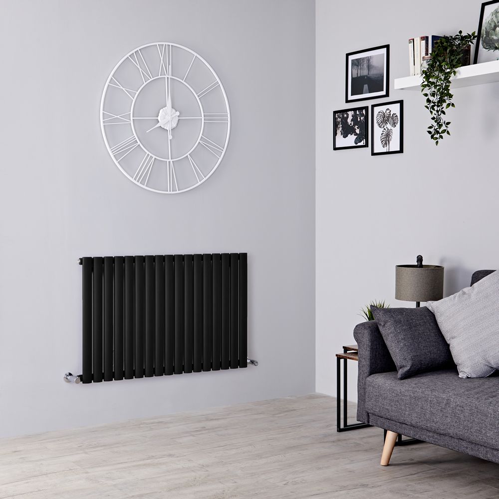 Milano Aruba - Black Horizontal Designer Radiator - 635mm x 1000mm (Double Panel)