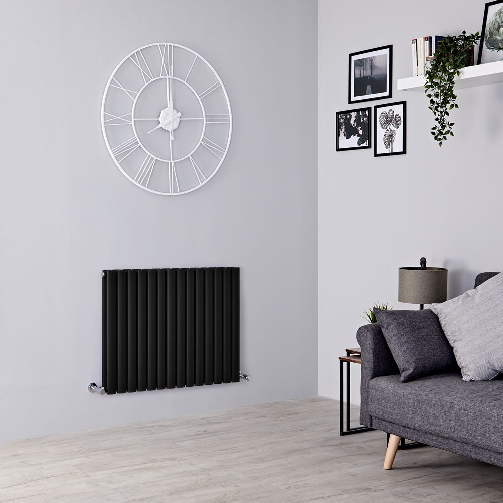 Milano Aruba - Black Horizontal Designer Radiator - 635mm x 826mm (Double Panel)