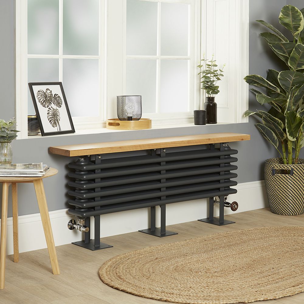 Milano Windsor Bench - Anthracite Horizontal Traditional Column Radiator with Seat - 480mm x 1200mm