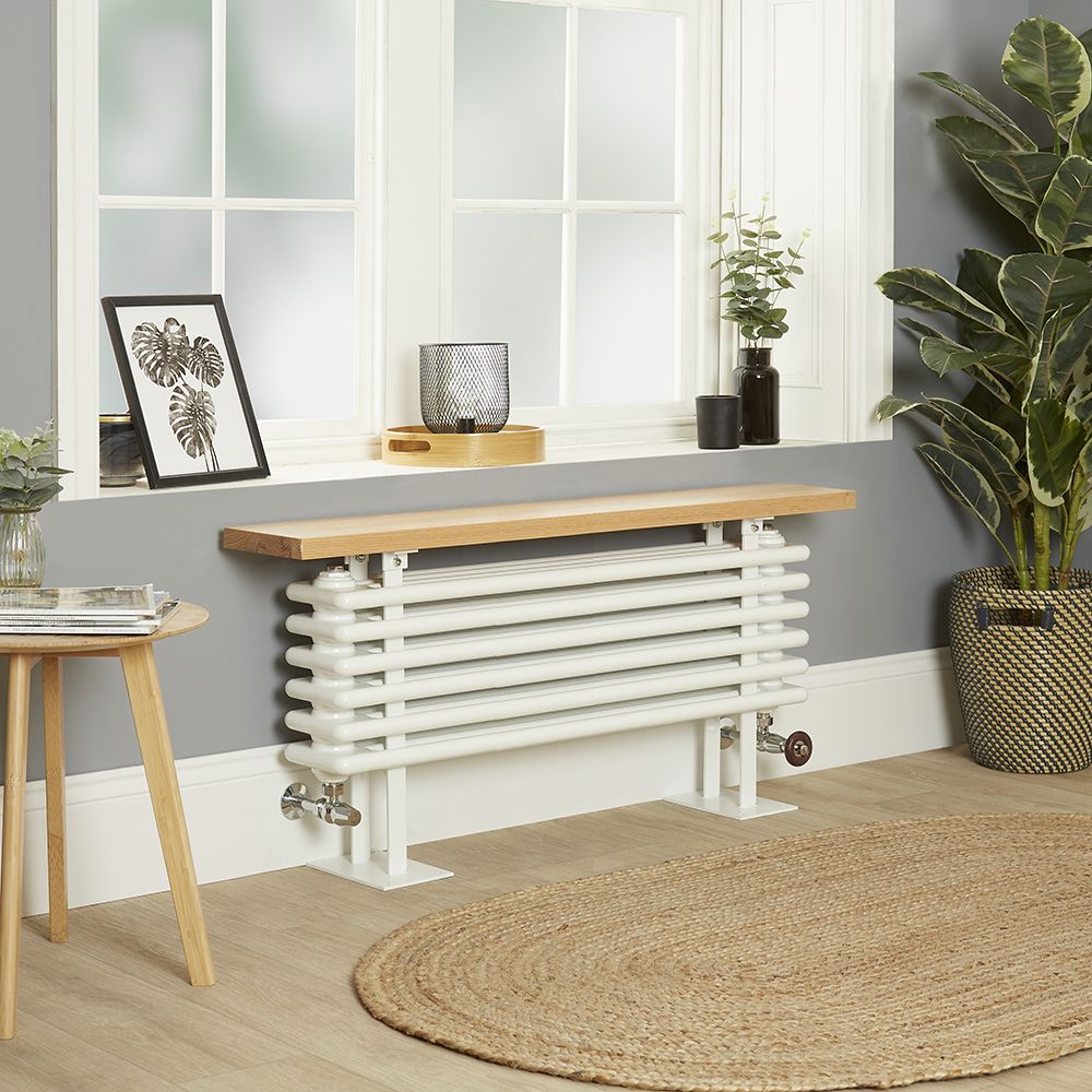 Milano Windsor Bench - White Horizontal Traditional Column Radiator with Seat - 480mm x 1000mm