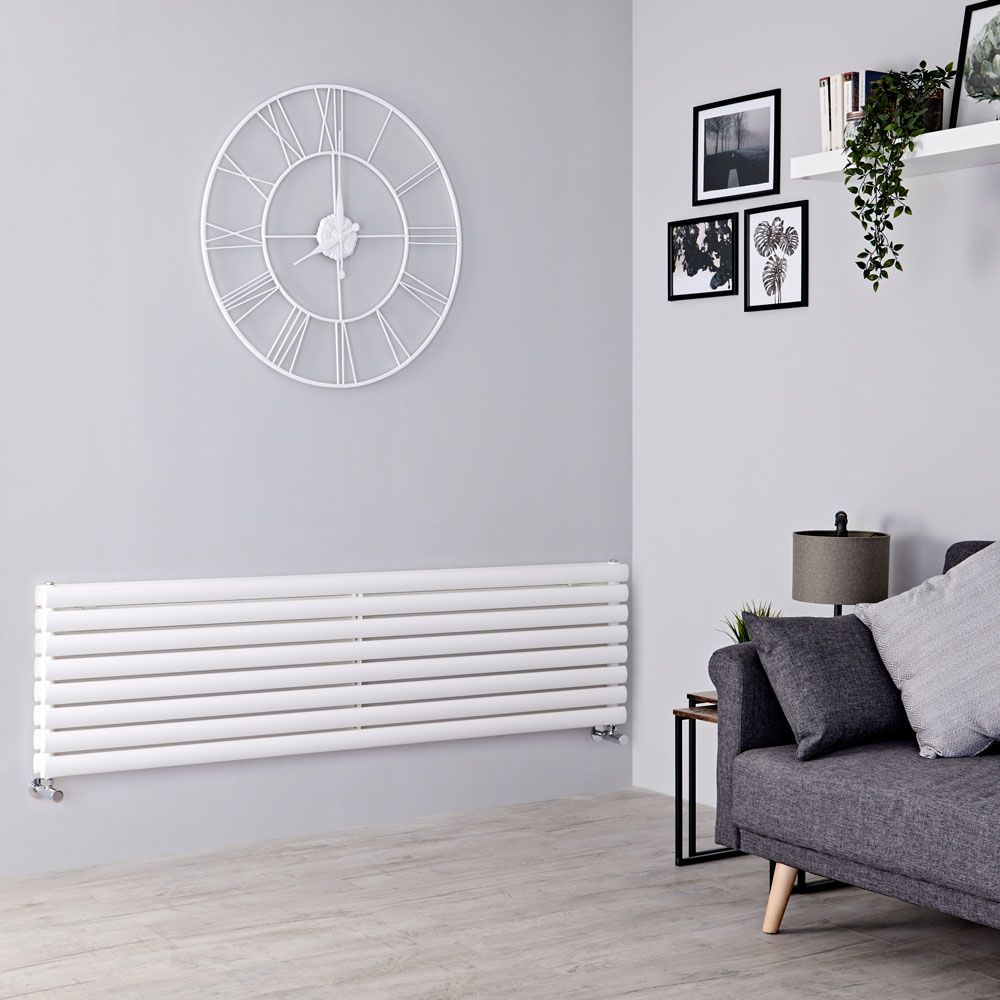 Milano Aruba - White Horizontal Designer Radiator - 472mm x 1600mm (Double Panel)