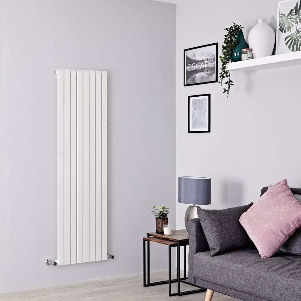 Milano Capri - White Flat Panel Vertical Designer Radiator - 1600mm x 472mm (Single Panel)