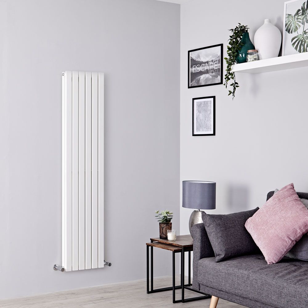 Milano Capri - White Flat Panel Vertical Designer Radiator - 1600mm x 354mm (Double Panel)