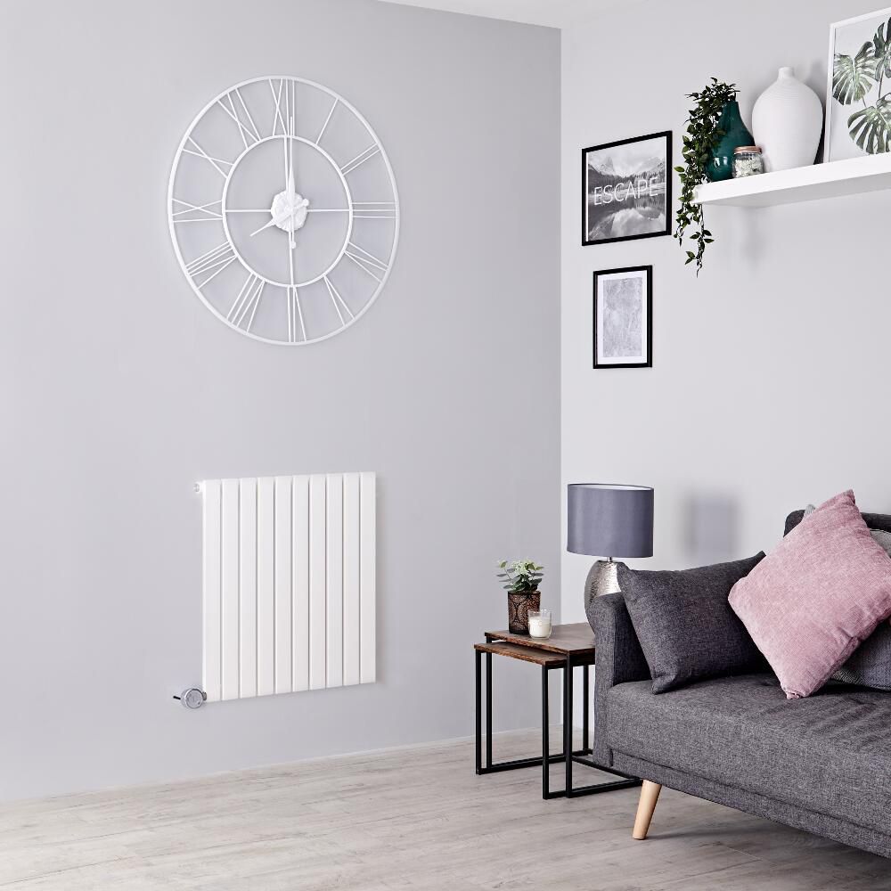 Milano Capri Electric - White Flat Panel Horizontal Designer Radiator - 635mm x 590mm (Single Panel)