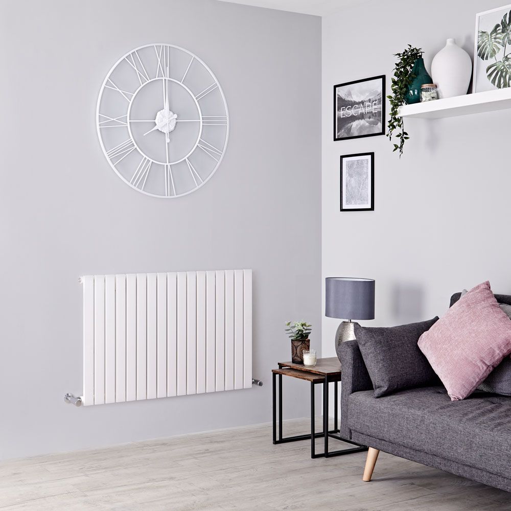 Milano Capri - White Flat Panel Horizontal Designer Radiator - 635mm x 1000mm (Single Panel)