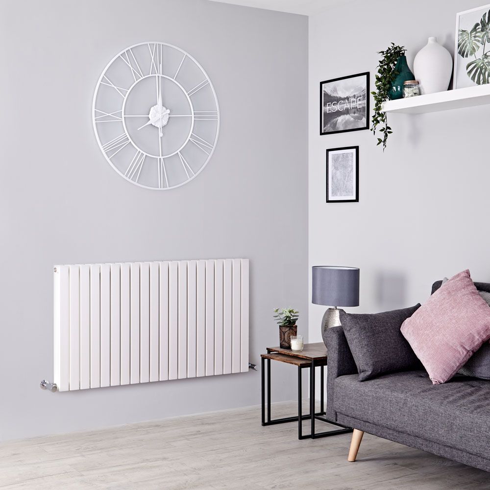 Milano Capri - White Flat Panel Horizontal Designer Radiator - 635mm x 1180mm (Double Panel)
