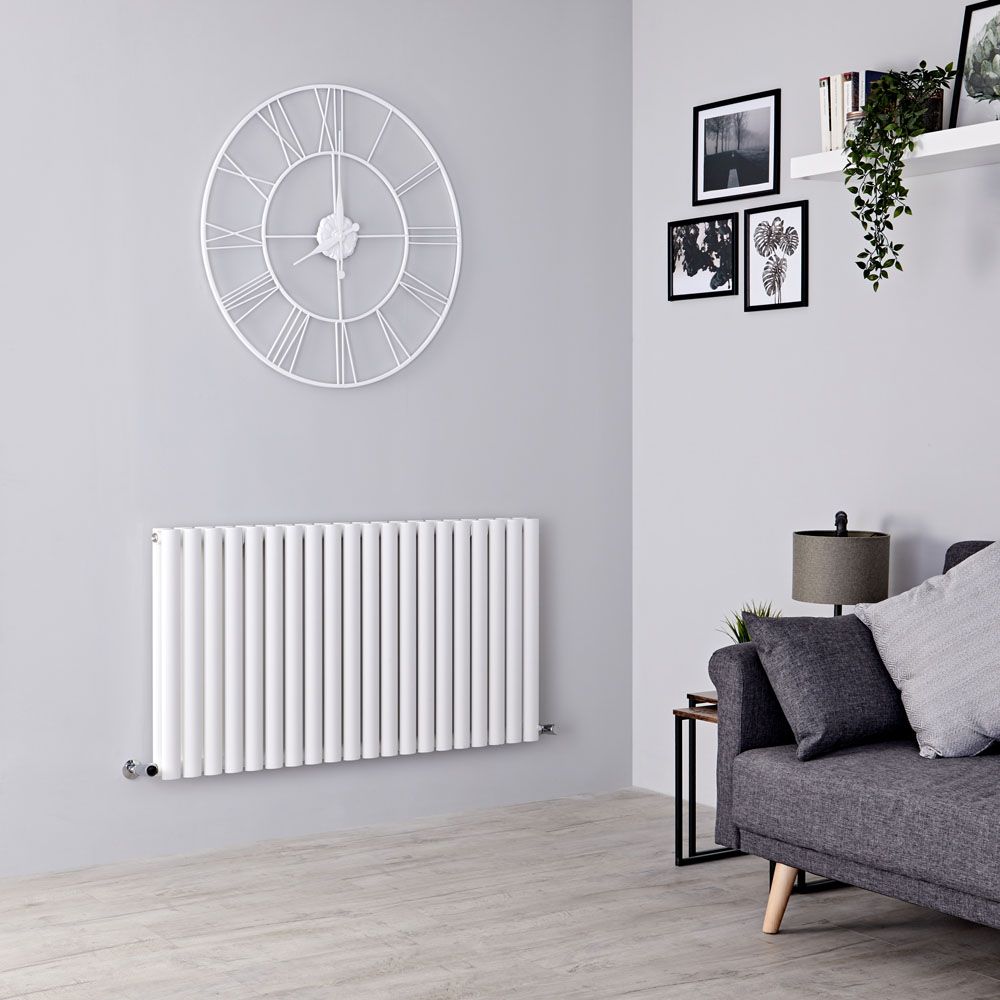 Milano Aruba - White Horizontal Designer Radiator - 635mm x 1180mm (Double Panel)