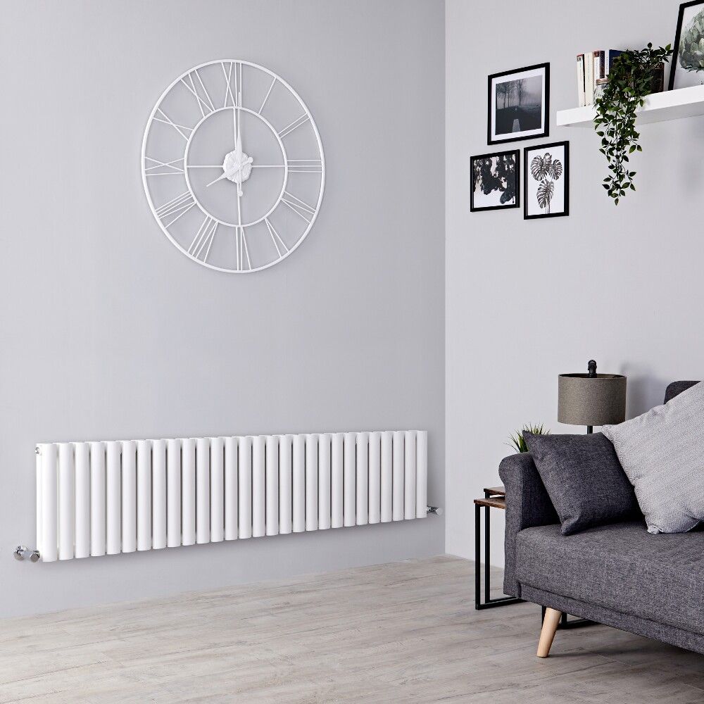 Milano Aruba - White Horizontal Designer Radiator - 400mm x 1652mm (Double Panel)