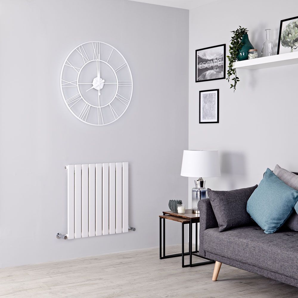 Milano Alpha - White Flat Panel Horizontal Designer Radiator - 635mm x 630mm (Single Panel)