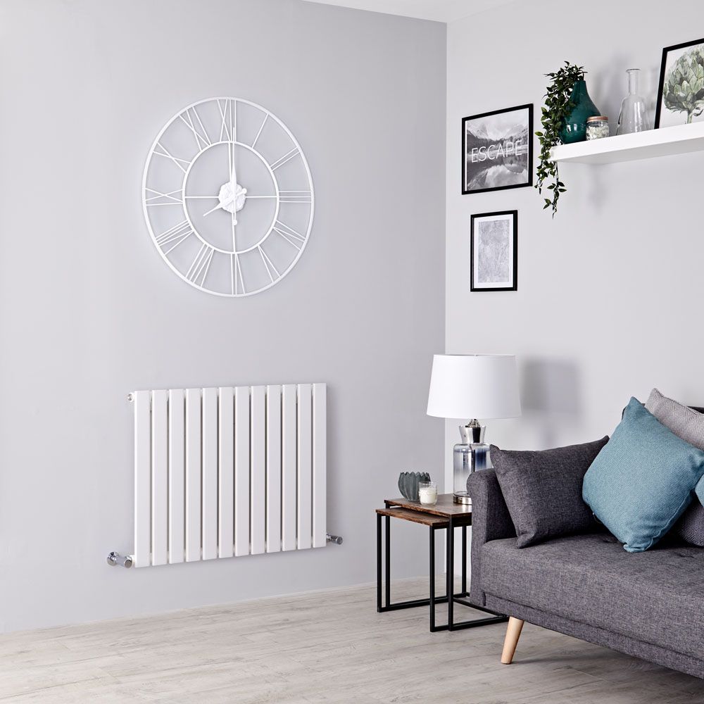 Milano Alpha - White Flat Panel Horizontal Designer Radiator - 635mm x 840mm (Single Panel)