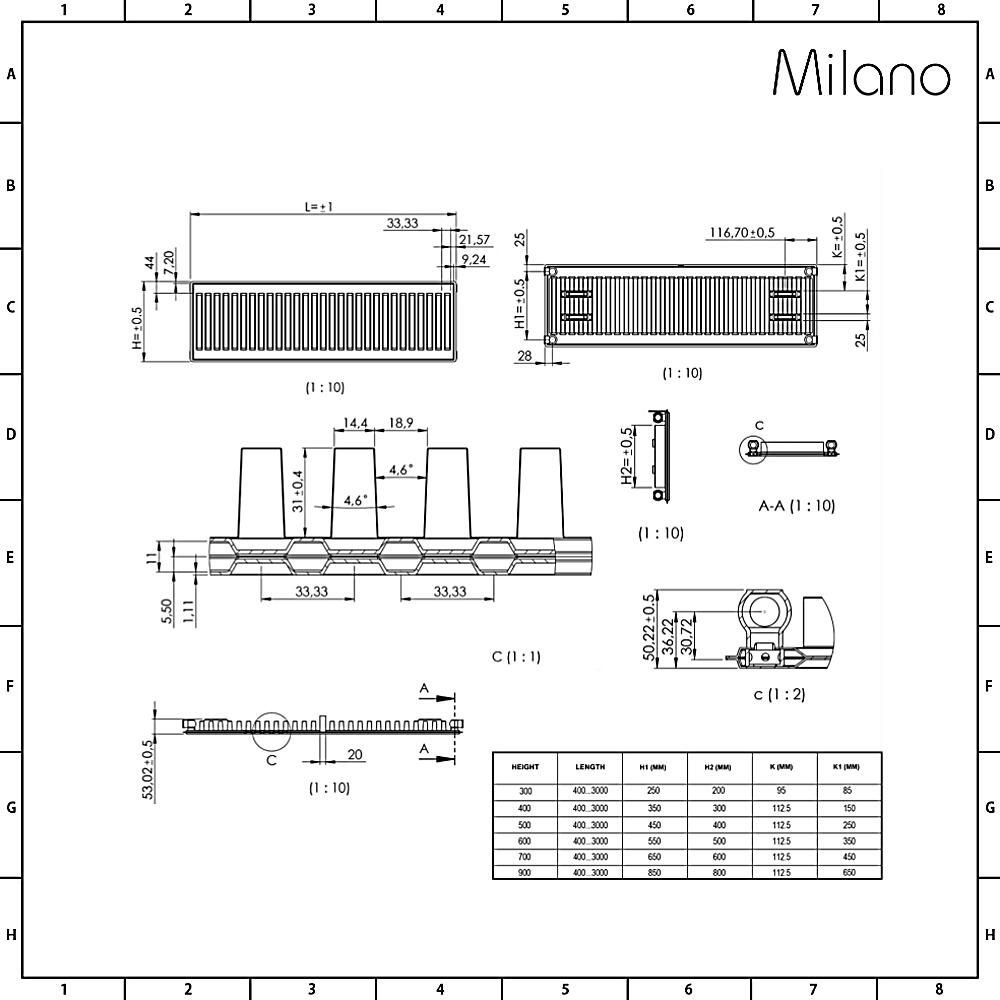 Milano Compact - Single Panel Radiator - Multiple Sizes Available (Type 11)