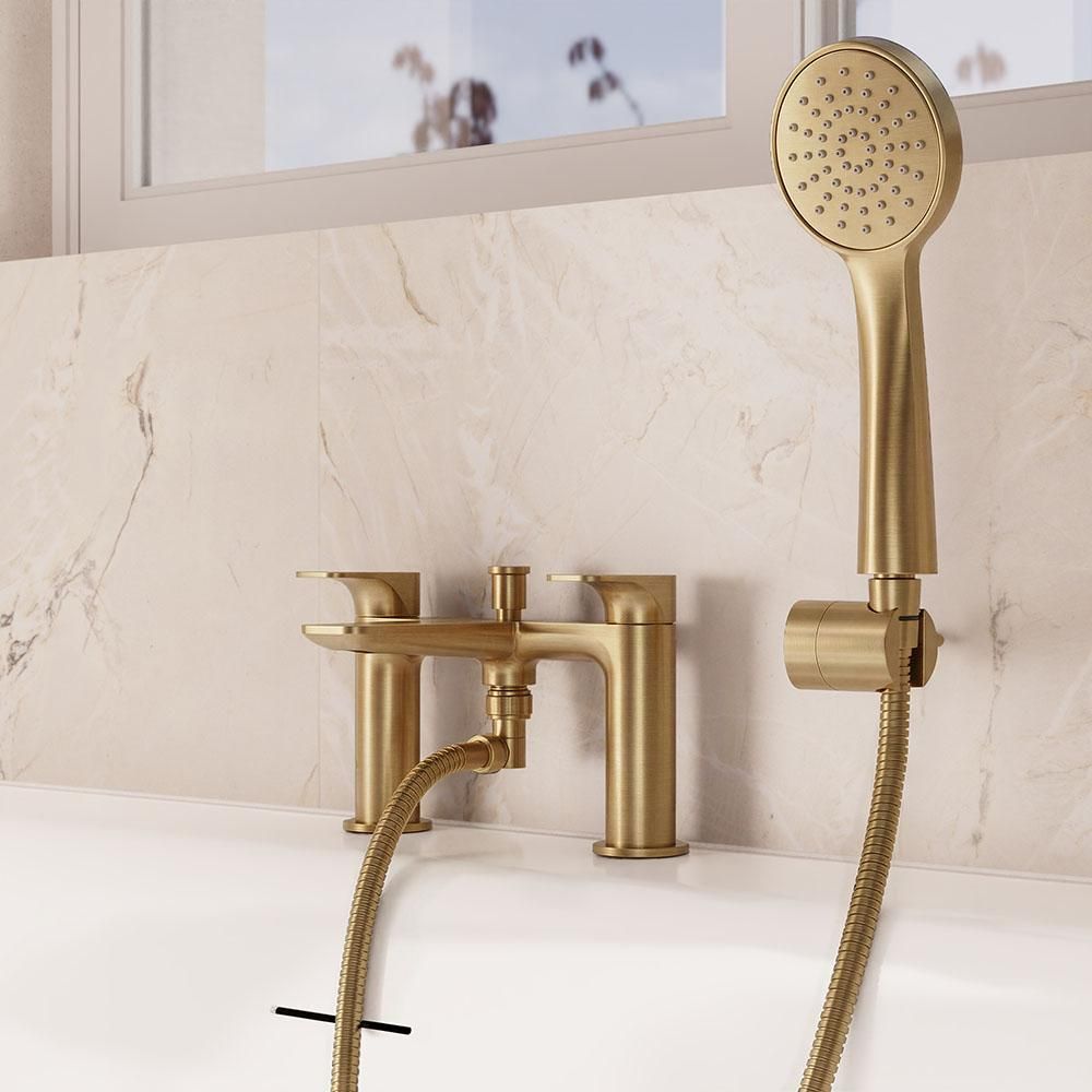 Crosswater Fuse - 2-Hole Deck Mounted Bath Shower Mixer Tap with Handset - Choice of Finish