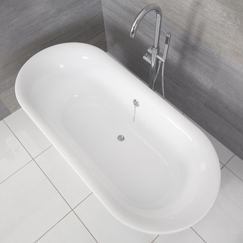 Milano Richmond - White Traditional Freestanding Bath with Brushed Gold ...