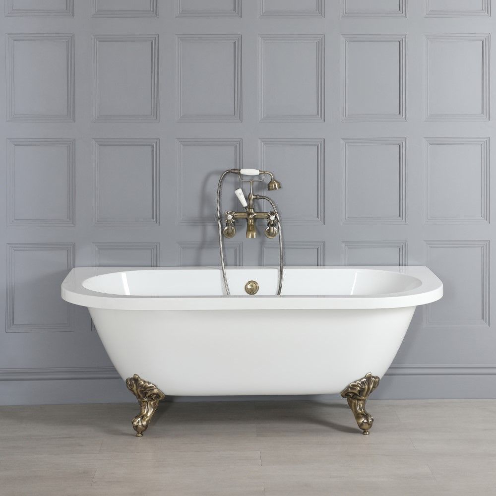 Milano Richmond White Traditional Back to Wall Freestanding Bath with