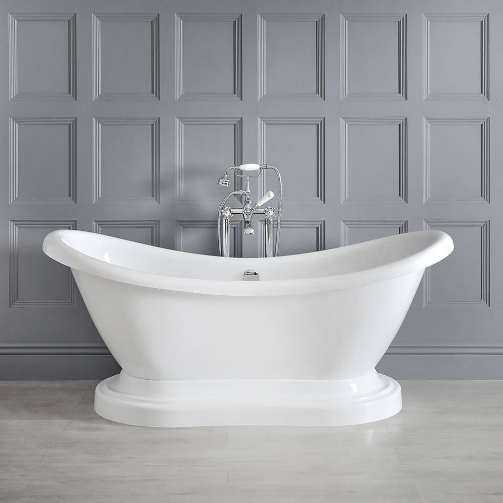 Milano Towneley 1750mm x 730mm Double Ended Freestanding Bath with Base