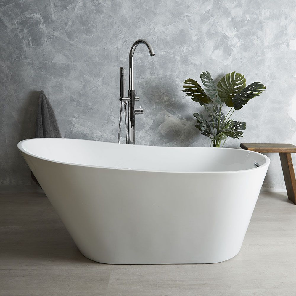 Milano Overton - White Modern Freestanding Slipper Bath - 1500mm x 750mm