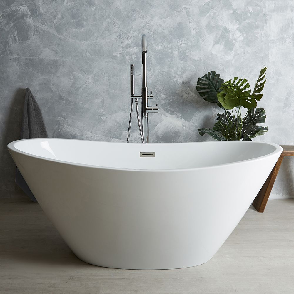 Milano Irwell - White Modern Oval Double-Ended Freestanding Slipper Bath - Choice of Size