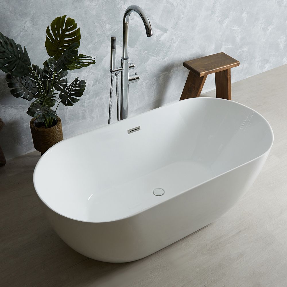 Milano Overton - White Modern Oval Double-Ended Freestanding Bath ...