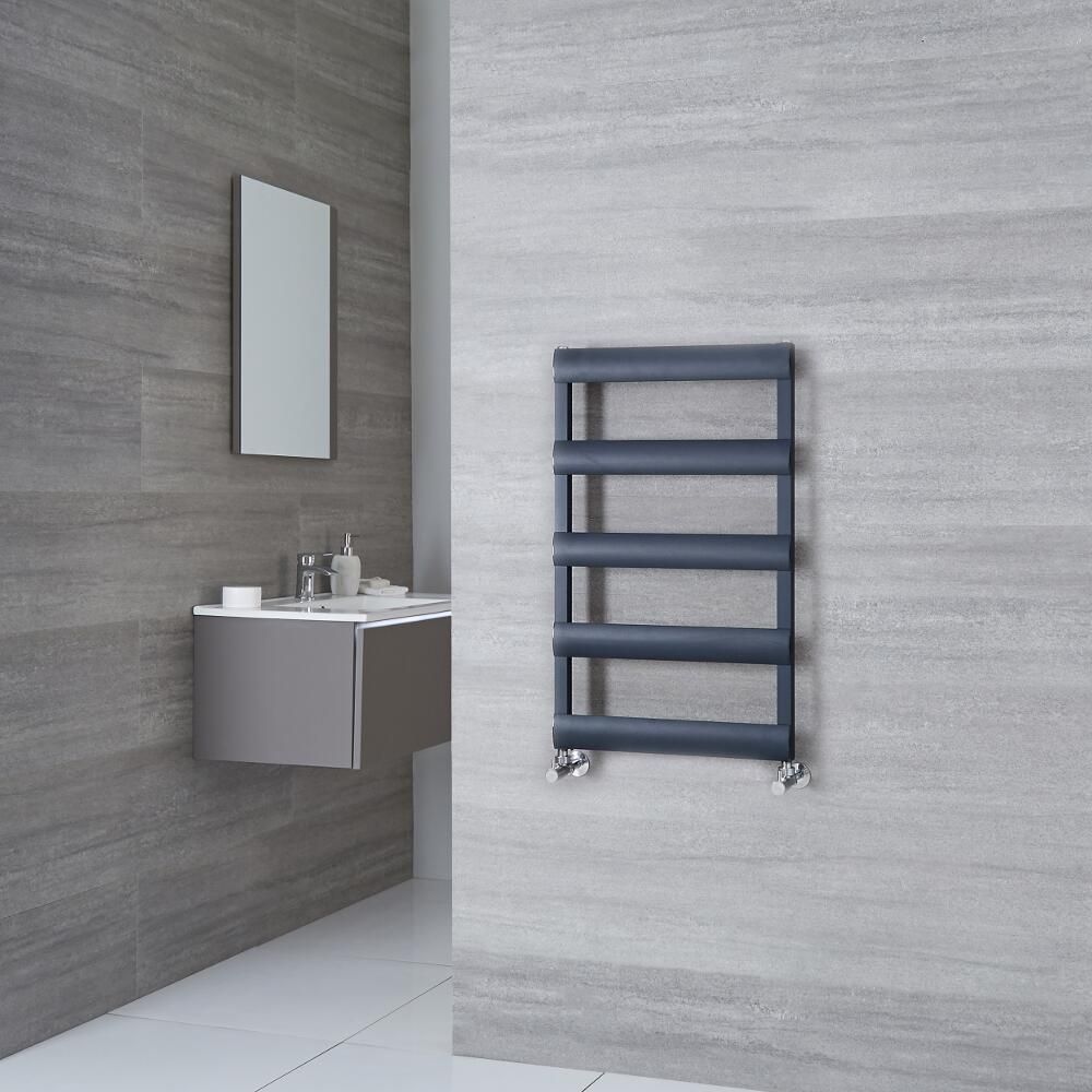Milano Passo - Aluminium Anthracite Heated Towel Rail - 790mm x 500mm