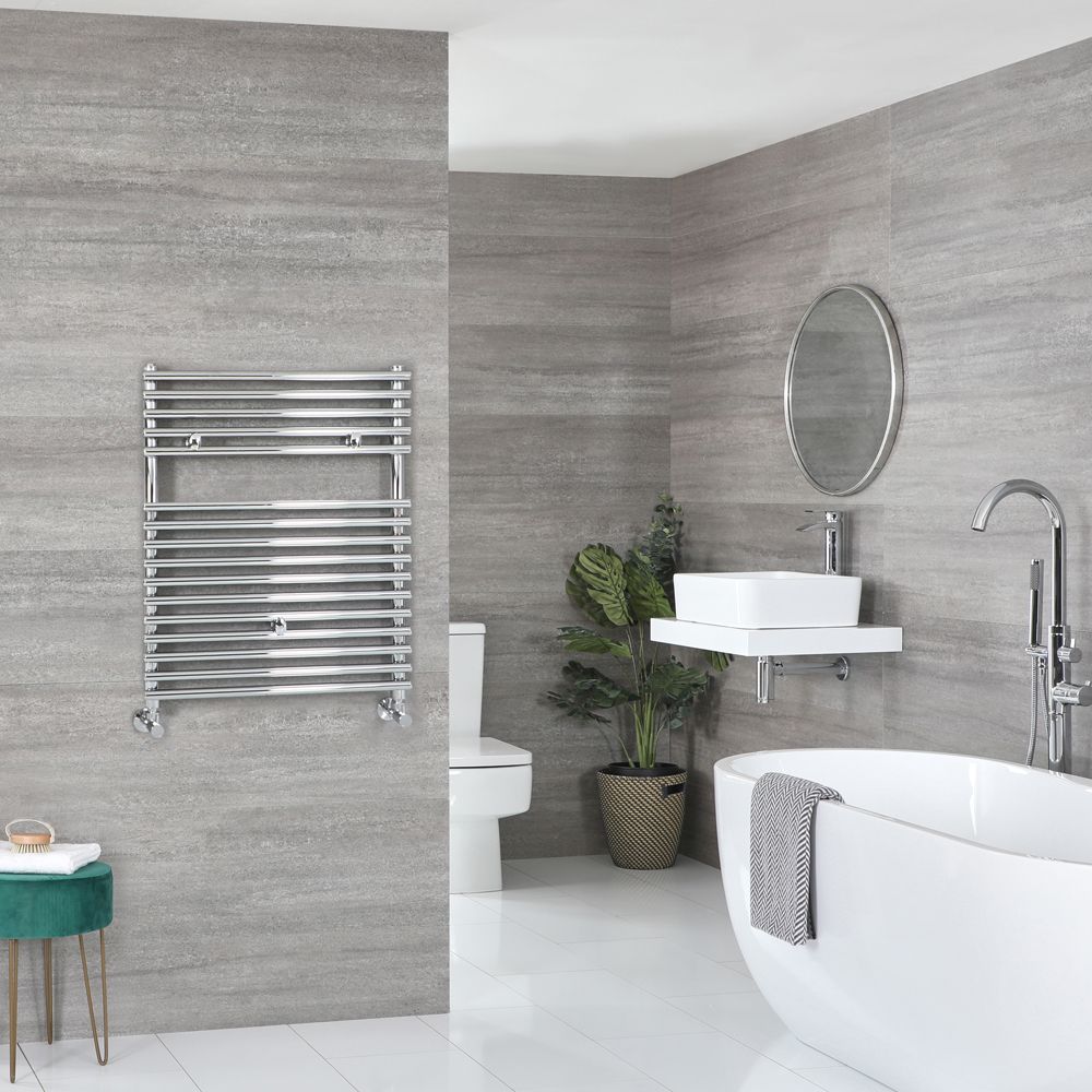Milano Arno - Chrome Bar on Bar Heated Towel Rail - 730mm x 450mm