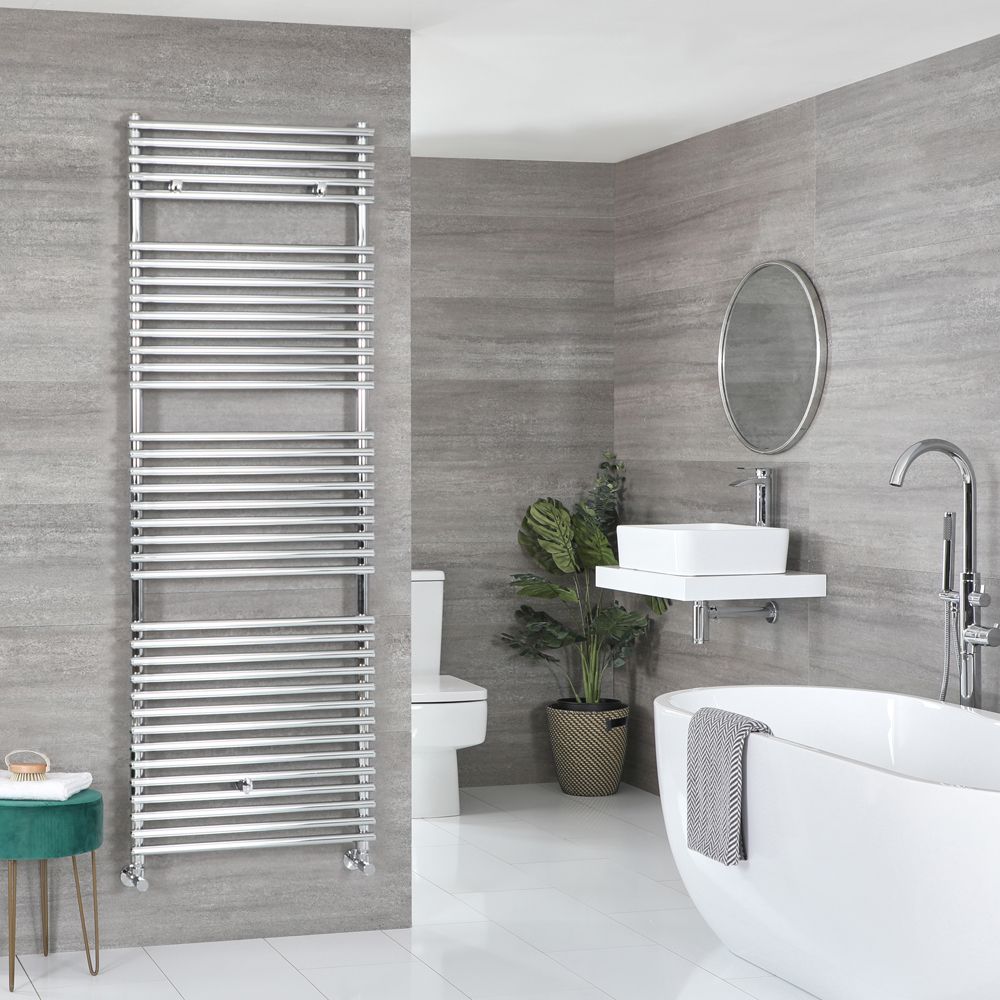 Milano Arno - Chrome Bar on Bar Heated Towel Rail - 1738mm x 450mm