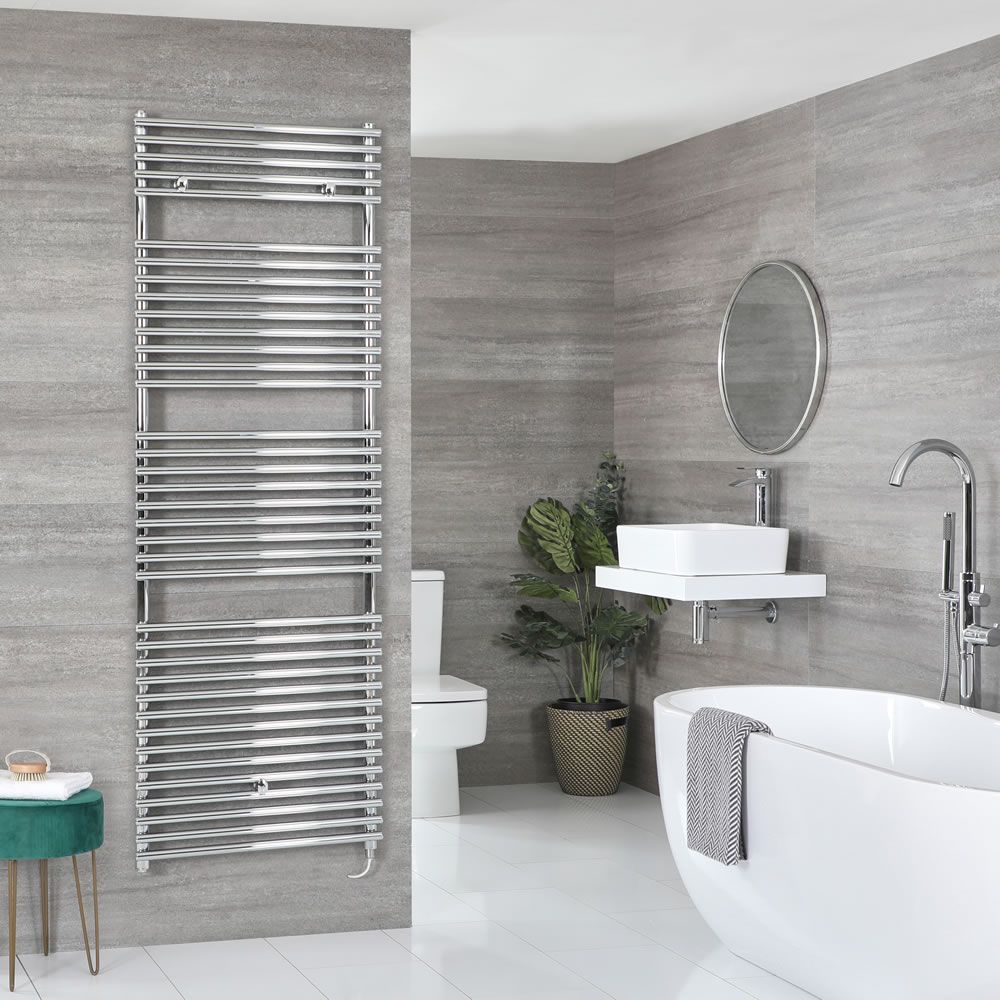 Milano Arno Electric - Chrome Bar on Bar Heated Towel Rail - 1738mm x 600mm