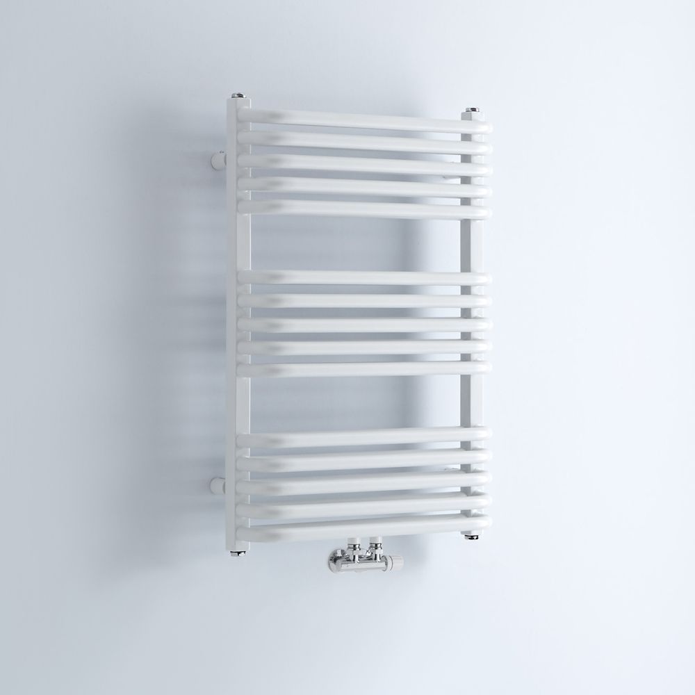 Milano Bow - White D-Bar Heated Towel Rail - 736mm x 500mm