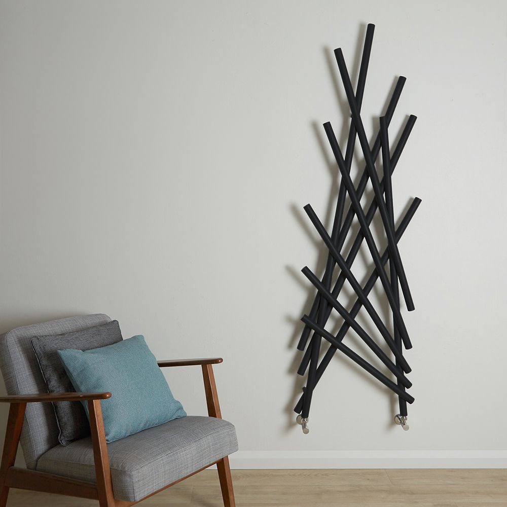 Lazzarini Way Shanghai - Matt Black Designer Radiator - 1734mm x 567mm