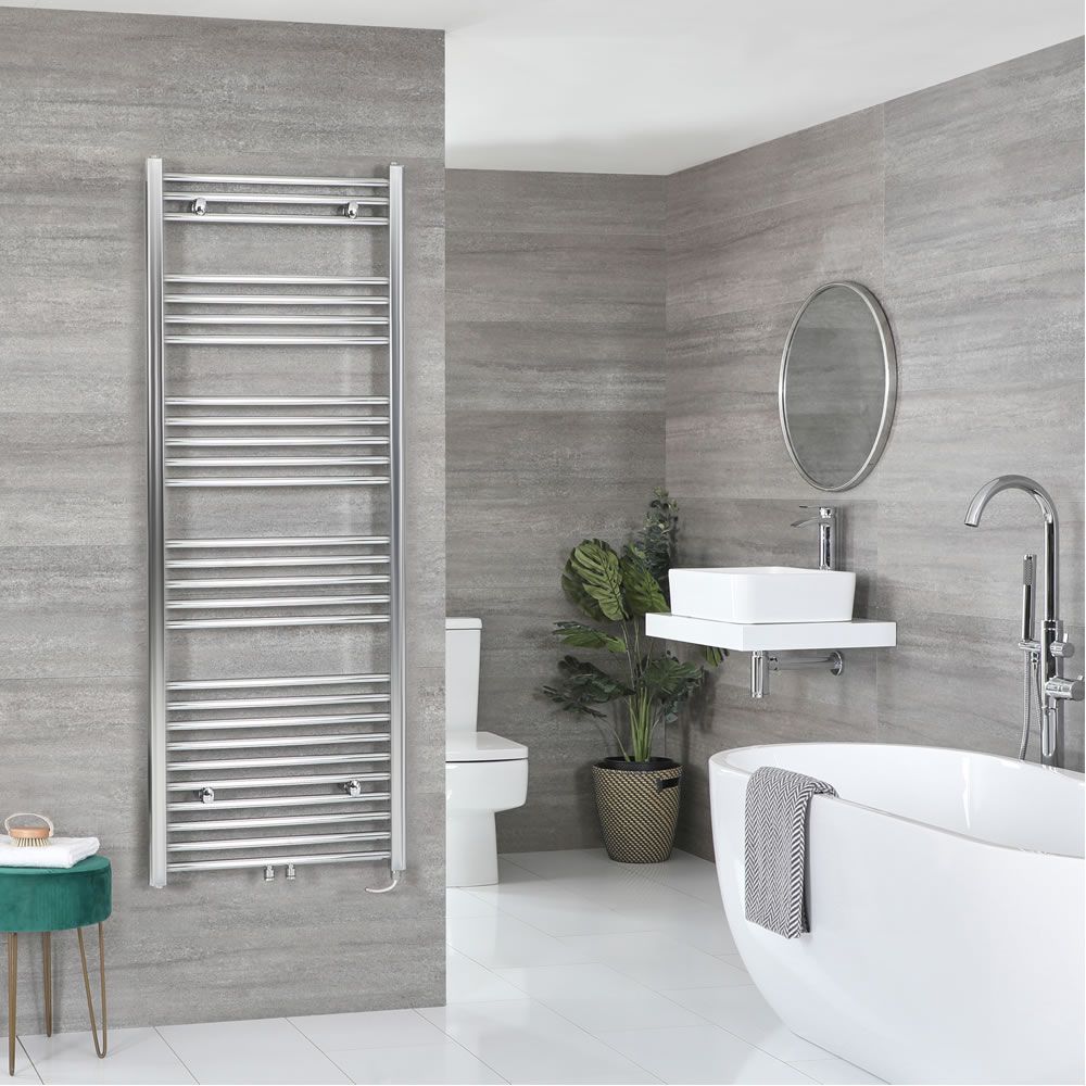 Milano Neva Electric - Chrome Heated Towel Rail - 1600mm x 500mm
