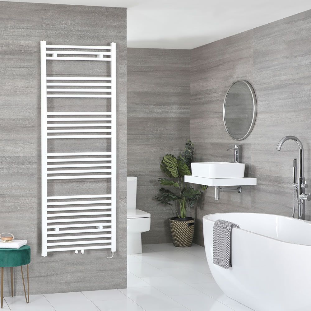 Milano Neva Electric - White Heated Towel Rail - 1600mm x 500mm