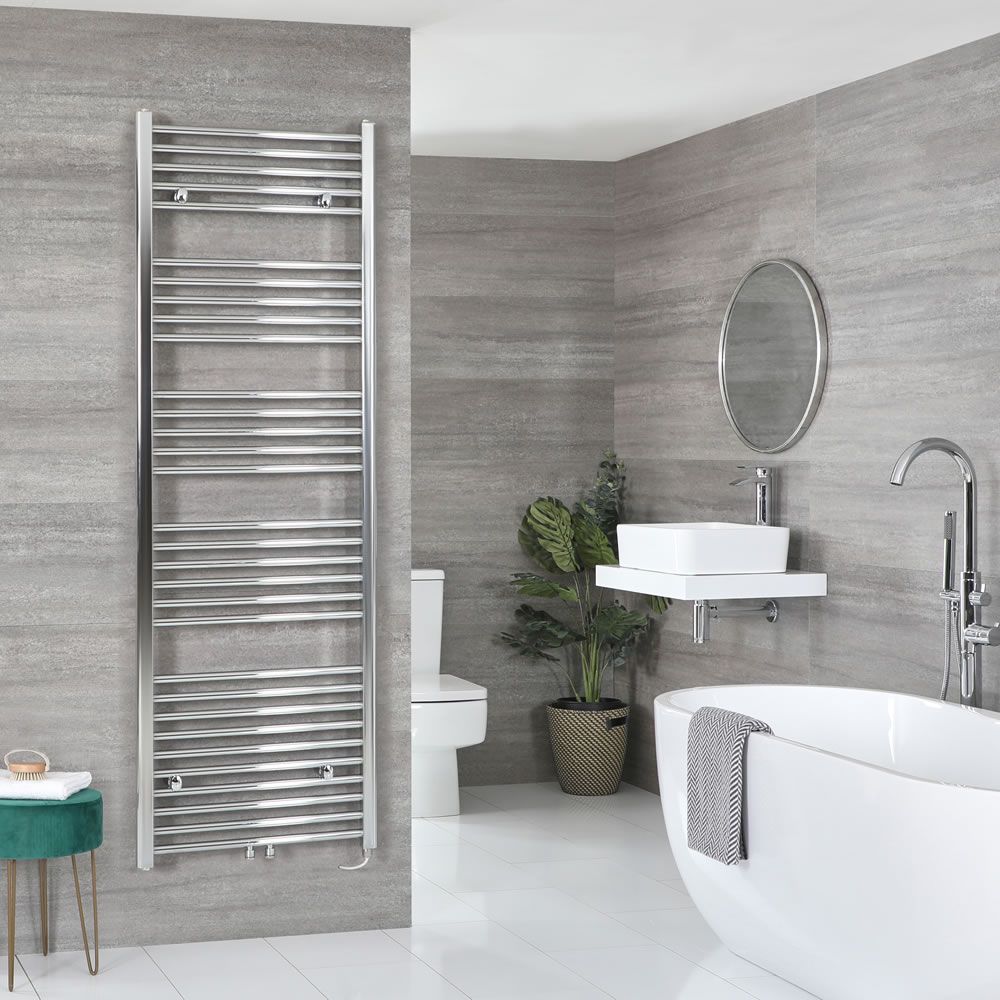 Milano Neva Electric - Chrome Heated Towel Rail - 1785mm x 600mm