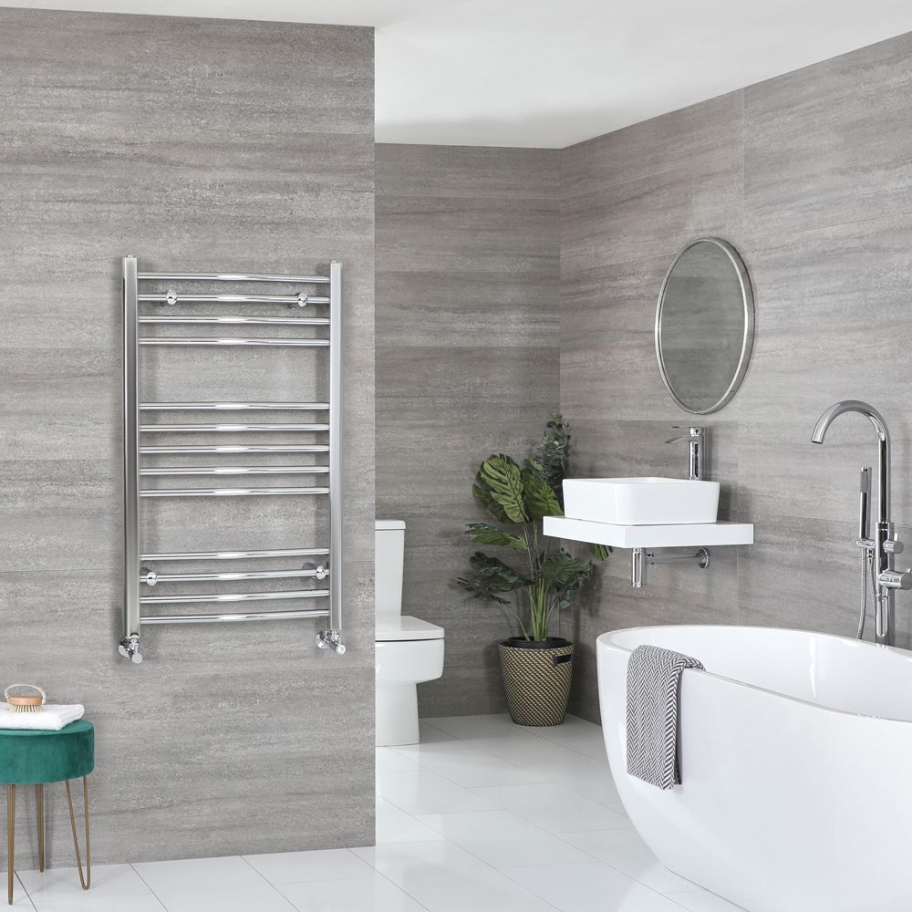 Milano Kent - Chrome Curved Heated Towel Rail - 1000mm x 500mm