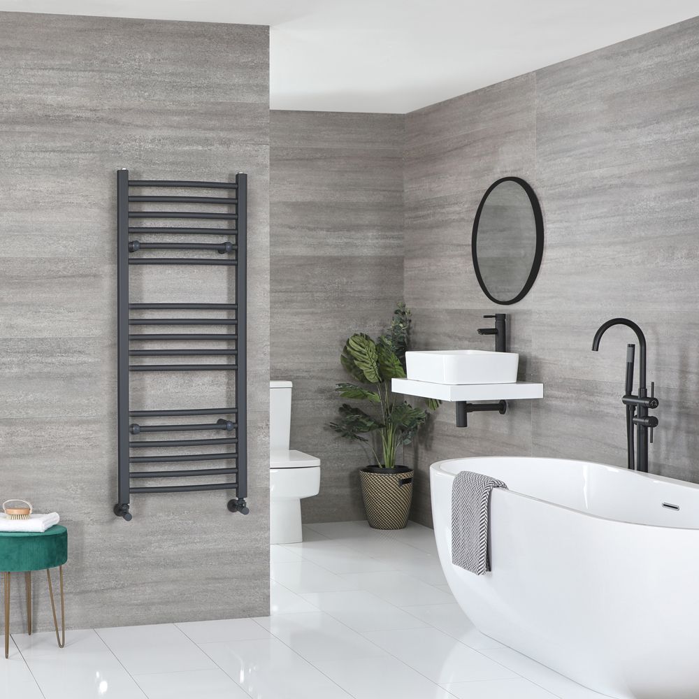 Milano Artle - Anthracite Curved Heated Towel Rail - 1200mm x 500mm