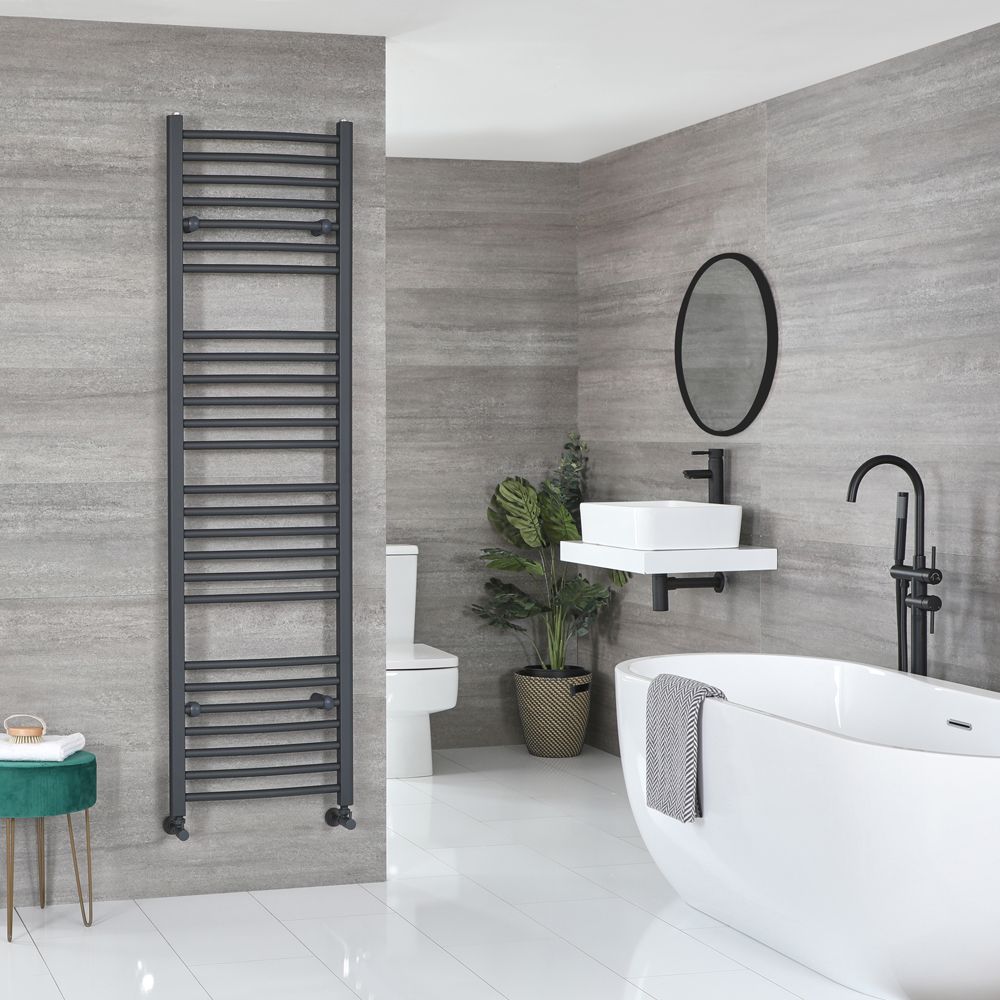 Milano Artle - Anthracite Curved Heated Towel Rail - 1800mm x 500mm