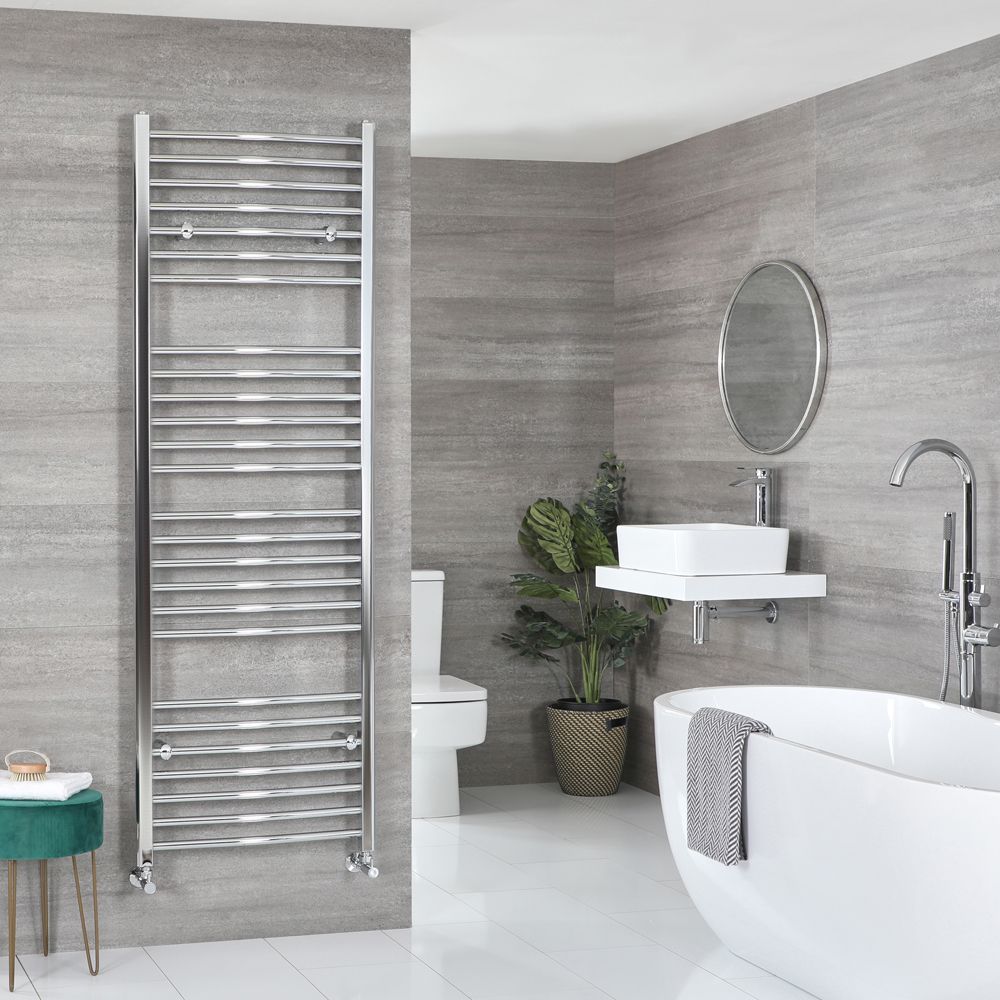 Milano Kent - Chrome Curved Heated Towel Rail - 1800mm x 600mm