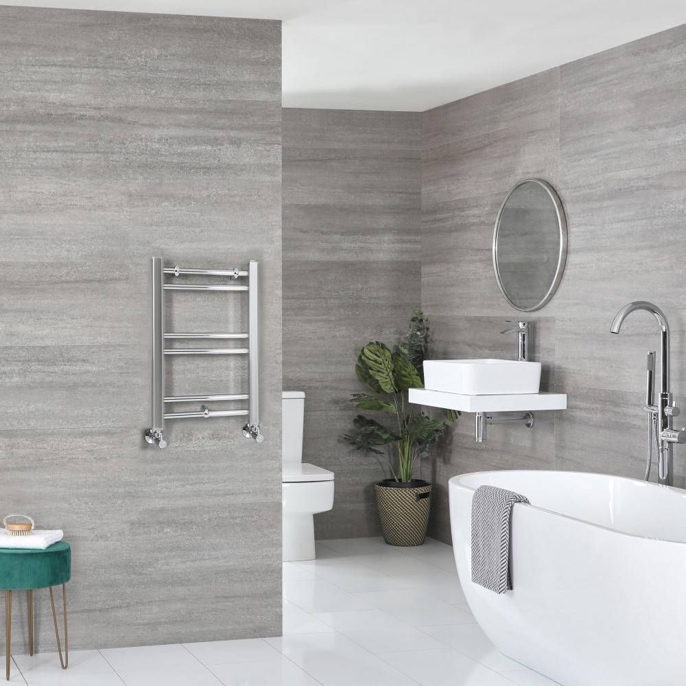 Milano Kent - Chrome Straight Heated Towel Rail - 600mm x 400mm